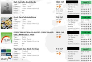 buying credit cards on dark web